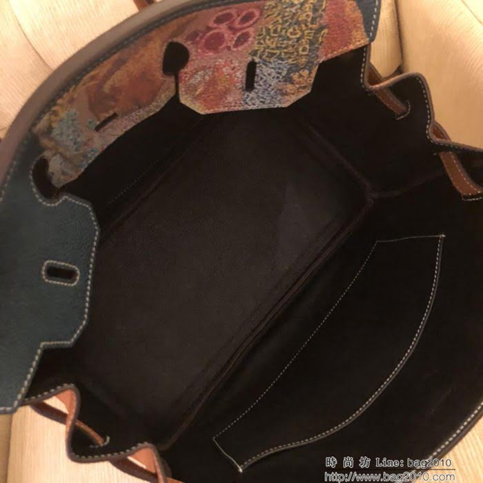 HERMES愛馬仕 Birkin鉑金包 頂級蕾絲拼接皮 Togo彩繪 完美手工 時尚手提包  Ama1043